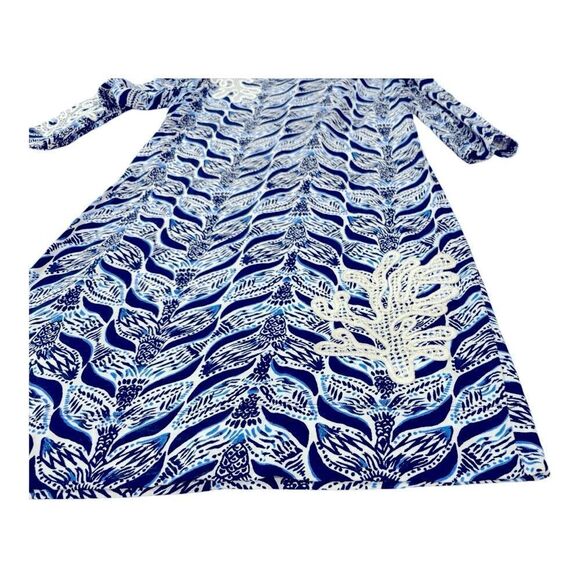 Lilly Pulitzer Small 3/4 Sleeve White & Blue Coral 🪸 Print Dress - Picture 7 of 8